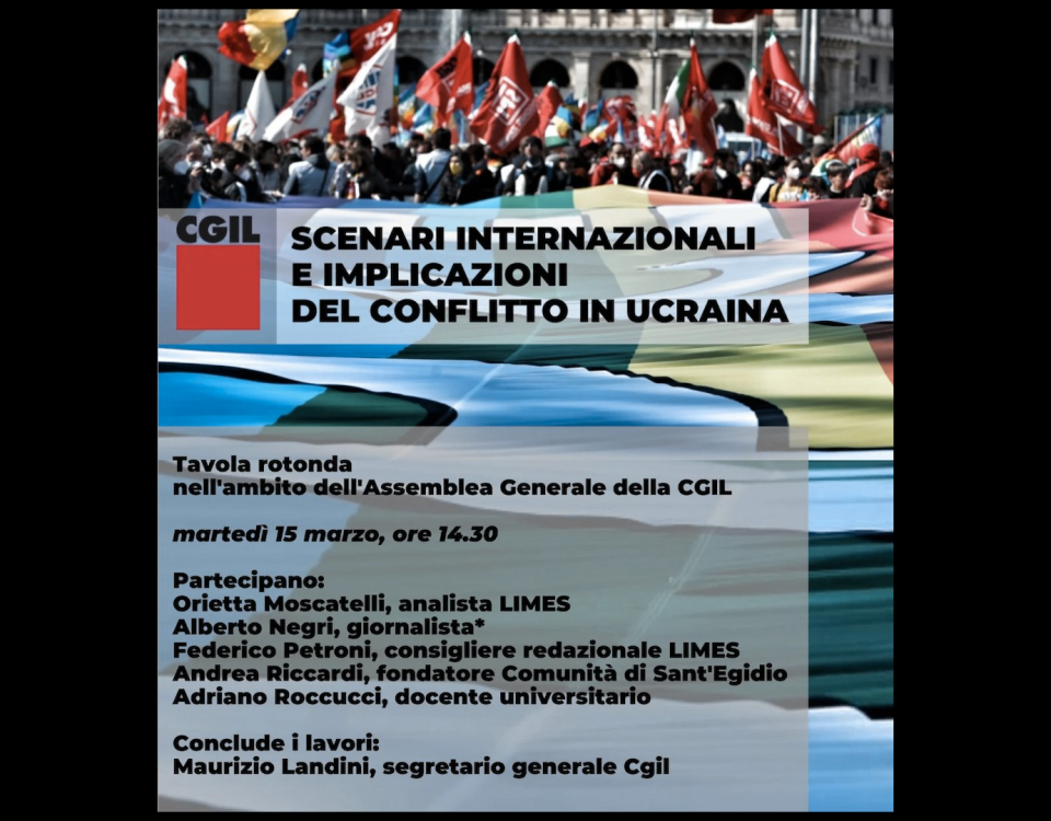 locandina dell'evento CGILScenari internazionali e implicazioni del conflitto in Ucraina.