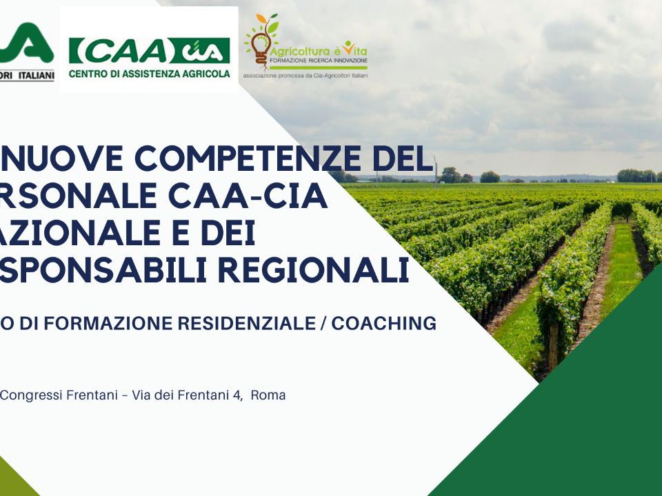 locandina dell'evento corso di formazione le nuove competenze del personale caa cia