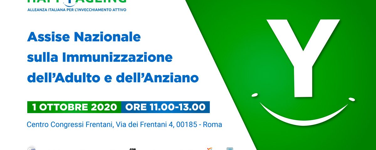 locandina del Convegno Happyageing 1 Ottobre 2020 sull'Immunizzazione dell'adulto e dell'anziano